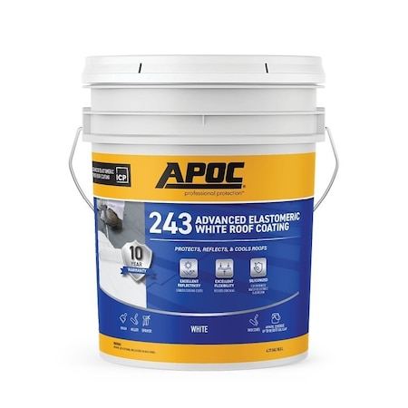Apoc AP-243 Series Advanced Elastomeric Roof Coating, White, 4.75 gal, Pail, Liquid AP-2435
