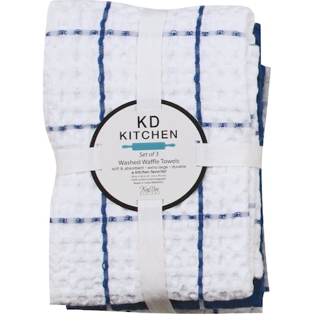 Kay Dee Designs True Blue Waffle Kitchen Towel, 3PK R6924