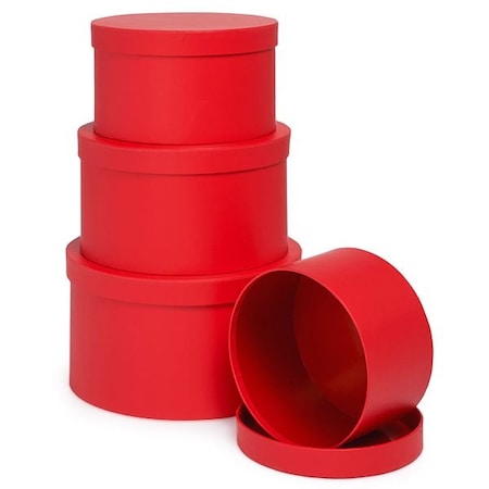 Nashville Wraps Red Round Nested Boxes, Large 4 Piece Set NHB4RE