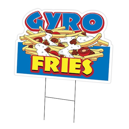 Signmission Gyro Fries Die Cut Yard Sign & Stake outdoor plastic coroplast window, C-DC-1216-DS-Gyro Fries19 C-DC-1216-DS-Gyro Fries19