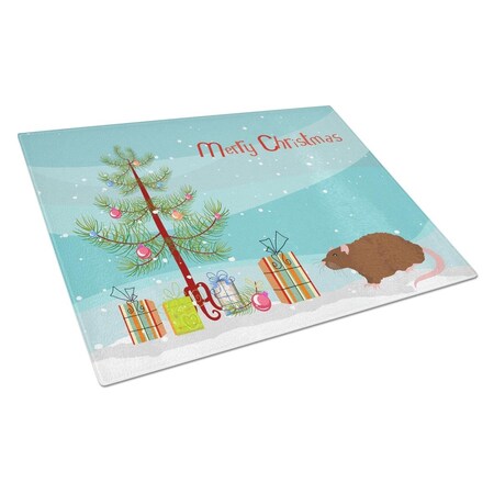 Carolines Treasures Rex Rat Merry Christmas Glass Cutting Board - Large CK4474LCB