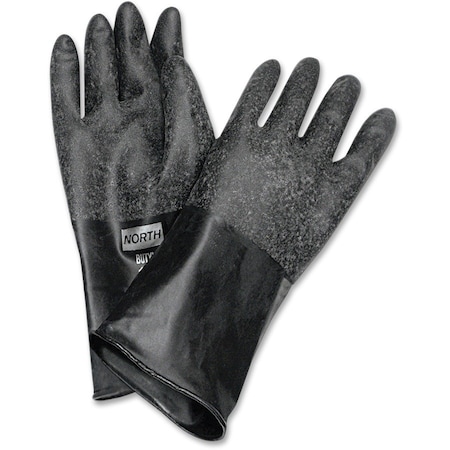 Honeywell North Chemical Resistant Gloves, Butyl, 14 in L, 17 mil, Black, 10, 1 PR B174R/10
