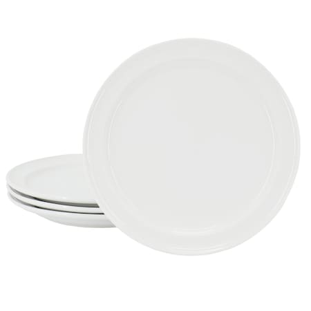 Martha Stewart Everyday Hillington 4 Piece 9 Inch Round Fine Ceramic Dessert Plate Set in White 130156.01