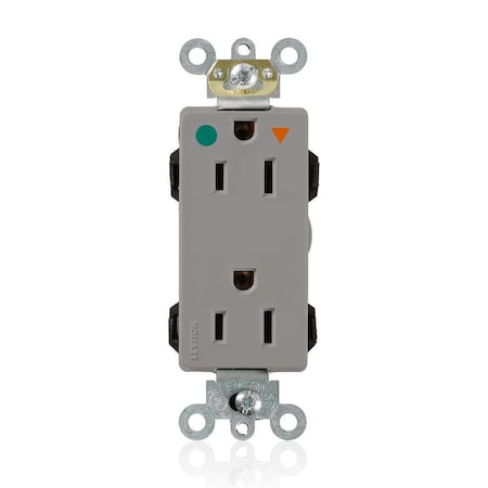 Leviton Straight Blade Receptacle, 5-15R, 15 A, 125V AC, Isolated Ground MD820-IGG