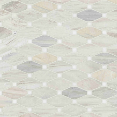 Ackland Auralie Octagon 12 in. x 13 in. Polished Marble Mosaic Floor and Wall Tile, 10PK AKM-S-AUR13X12OCP-CA