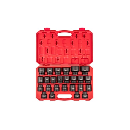 Tekton 3/4 Inch Drive 6-Point Impact Socket Set with Case, 25-Piece 17-50 mm, Common Sizes SID93313
