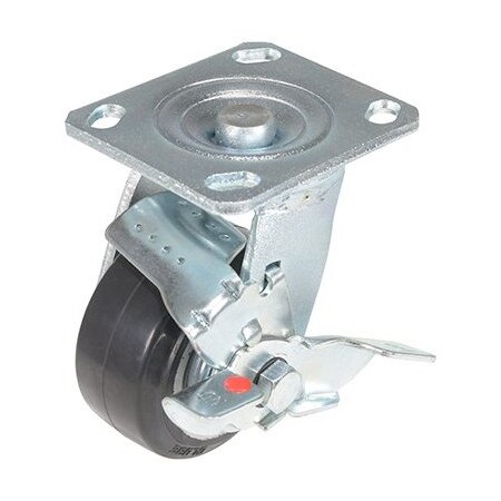 Vestil Rubber Swivel With Brake Caster 4 In. Diameter x 2 In. Width 551 Lb. Capacity Black/Gray CST-VE-4X2MRA-SWB