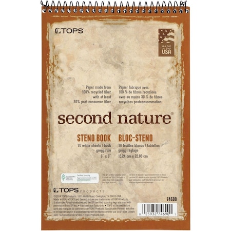 Tops Steno Notebook, Brown, White, PK4 TOP74690