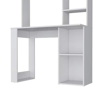 Homeroots 39" White Wood Computer Desk With Hutch 526174