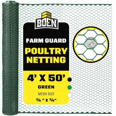 Boen Poultry Hex Netting, Green, 4 ftX50 ft PF-40004