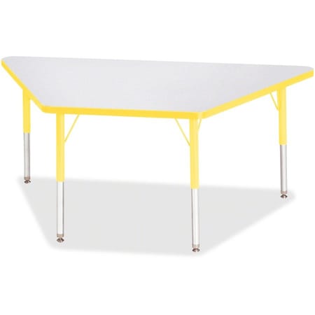 Jonti-Craft Berries Trapezoid Activity Tables, 30 in. x 60 in., E-height, Freckled Gray/Yellow/Gray 6443JCE007