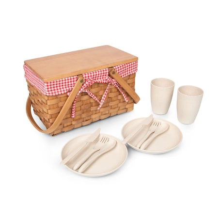 Picnic Time Family Of Brands Piccola Picnic Basket, Red & White Gingham 122-10-300-000-0