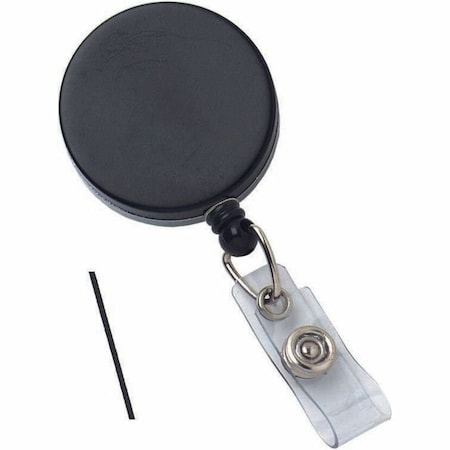 Brady BADGE REEL, BLACK /CHROME, 1-1/2in 38MM, HEAVY-DUTY BADGE REEL, CORD AND CLEAR STRAP,  2120-3310