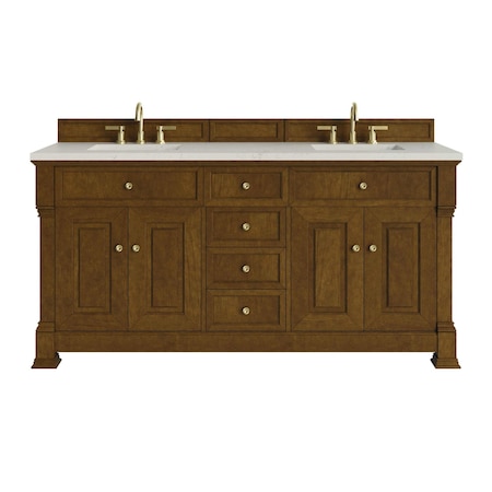 James Martin Vanities Brookfield 72" Double Vanity, Honey Oak, w/ 3 CM Siberian Silestone Top 547-V72-HNO-3SFR