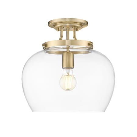 Z-Lite Joliet Burnished Brass 1 Light Semi Flush Mount 473SF13-BBR