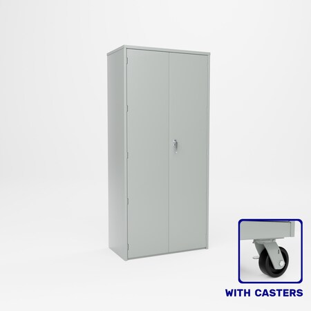 Pucel Heavy Duty Storage Cabinet with Casters, 36 in W x 84 in H x 19 in D, Gray HDSC-3678-19-4C
