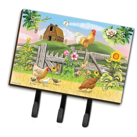 Carolines Treasures 6 x 2 x 9 in. Rooster On Fence Leash or Key Holder PRS4037TH68