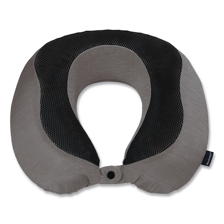 Brookstone U-Shaped Memory Foam Travel Pillow, One Size Fits Most, 12.6 x 3.74 x 12.2, Gray/Black BNPM0007