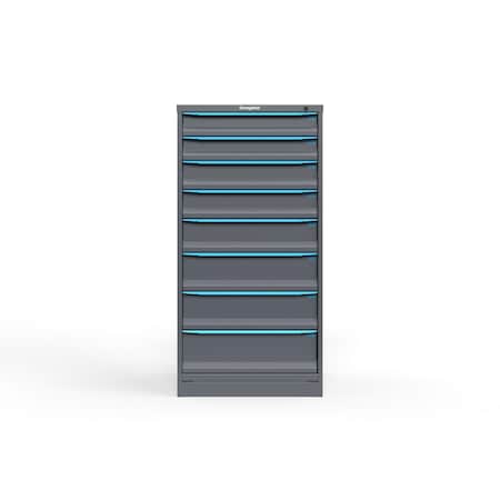 Strong Hold 8 drawer cabinet - (2x 4ft, 2x 5ft, 1x 6ft, 2x 7ft, 1x 8ft) - Blue accents - Keyed Alike S3060-PPAAS-0801FS