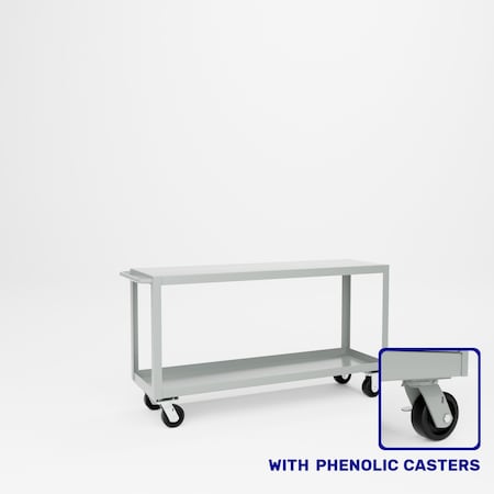 Pucel Heavy Duty Shop Truck, 60 in W x 18 in D x 33.5 in H, Two Shelves, Push Handle, Gray 1860-DT-2P