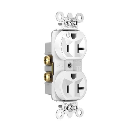 Pass & Seymour Duplex Straight Blade Receptacle, 5-20R, 20 A, 125V AC, 2 Pole, 3 Wire, Grounded TR5362CHW
