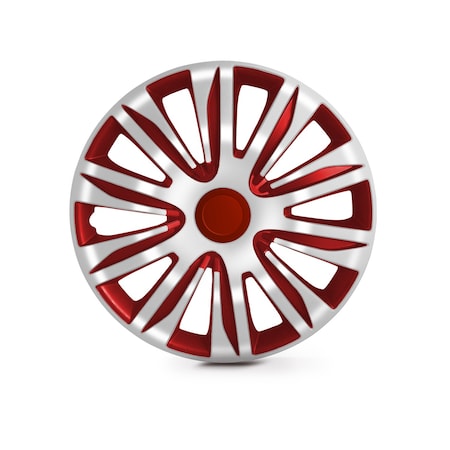 Altertrim 15 in Univ Wheel Rim Cover Hubcaps for steel whls, Snap-On, (White & Red Lacq), 4PK CHB-5083-WR-15