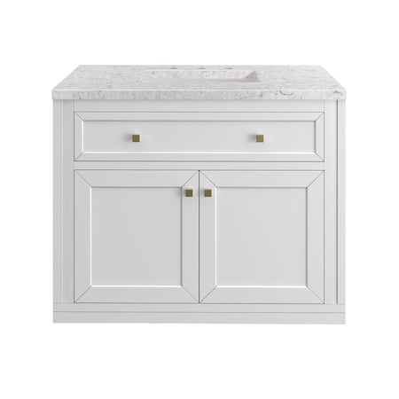 James Martin Vanities Chicago 36 in. Single Vanity, Glossy White, w/ 3 CM Eternal Jasmine Pearl Silestone Top 503-V36-GW-3EJP