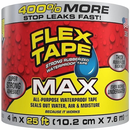 Flex Tape Flex Seal Family of Products Flex Tape MAX 4 in. W X 25 ft. L Clear Waterproof Repair Tape TFSMAXCLR04