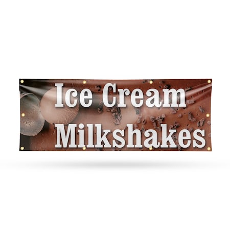Signmission Ice Cream Milkshakes, 36 Inch x 96 Inch, Vinyl Banner B-96-30703