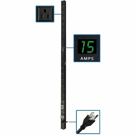 Tripp Lite PDU, Local Metered, 5-15R, 5-15P, 15 ft., Silver PDUMV15