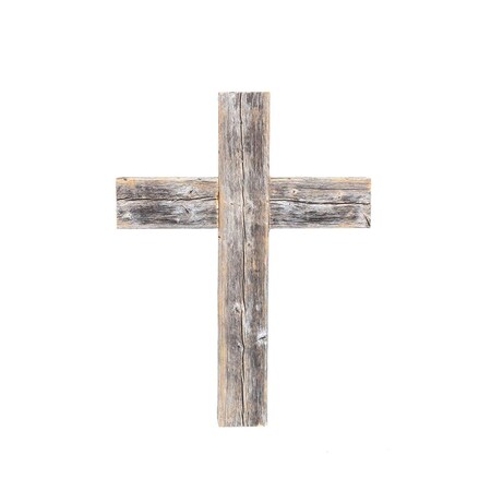Homeroots 16" X 11" Gray Wood Cross Hanging Dimensional Sculpture 380343