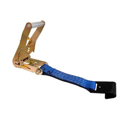 Tie 4 Safe 2'' x 12'' Fixed End w/ Ratchet and Flat Hook. WLL: 3,333 LBS Blue RT04CK-501S-MH11-BU-C-1