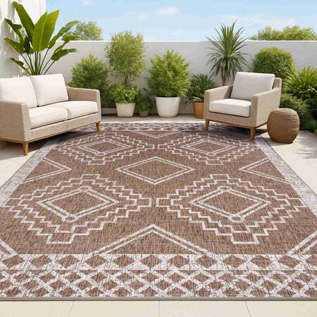 Jonathan Y Marokko Diamond Tribal Medallion Brown/Beige 3 ft. x 5 ft. Indoor/Outdoor Area Rug SMB127B-3