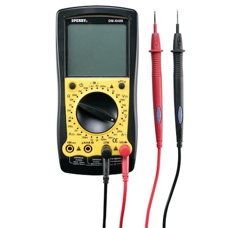 Pinpoint 4-40-400-750 VAC, 400mV & 4-40-400-1000 VDC LCD Multimeter, Black & Yellow PI3305033