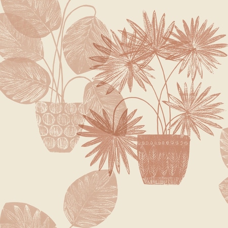 A-Street Prints Aida Pink Potted Plant Wallpaper 4014-87556