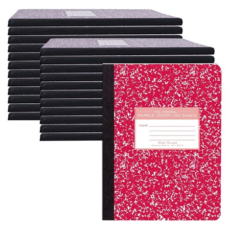 Roaring Spring Case of Assorted Color Comp Notebooks, W Ruled, 100 sht, 15 lb White Paper, 9.75"x7.75", Hard Cover, PK24 77229cs