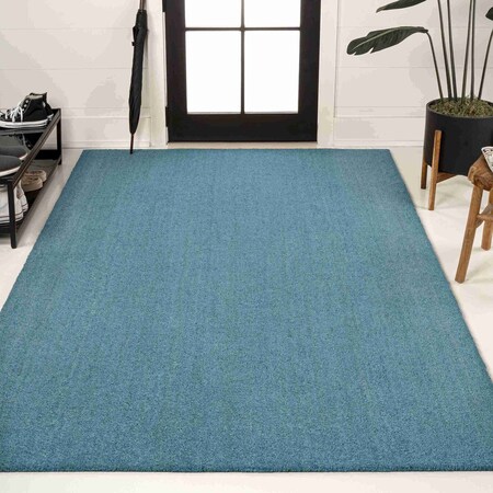 Jonathan Y Peater Classic Casual Commercial Natural Coir Coastal Blue 6 ft. x 9 ft. Indoor/Outdoor Mat CHG100D-6