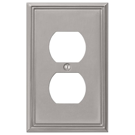 Amertac Metro Line Outlet Wallplate, 478 in L, 3 in W, 1 Gang, Metal, Brushed Nickel, Wall Mounting 77DBN