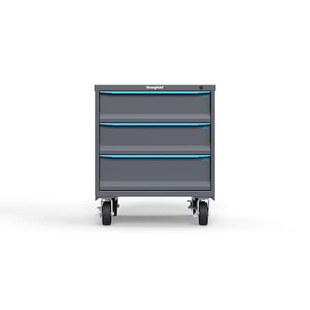 Strong Hold 3 drawer cabinet - (2x 7in, 1x 8in) - Blue accents - Keyed Different S3036-PCDAS-0301FS