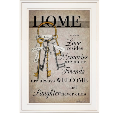 Homeroots House Keys 1 White Framed Print Wall Art 405564