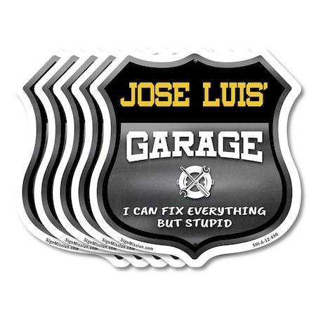 Signmission Jose Luis's Garage I Can Fix Everything But Stupid, 12 inch X 12 inch, Aluminum Metal Sign, 5PK SHI-A-5Pack-12-490-JOSE LUIS