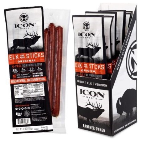 Icon Meats Elk & Pork Original Sticks 4 oz Pouch 74084