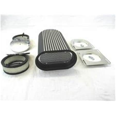 Bous Performance Aluminum Full Finned Hilborn Style Hood Scoop for Dual Quad Carbs, Black E40008BK