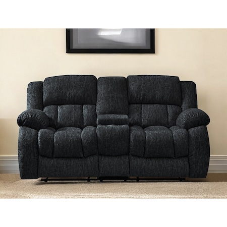 Homeroots 77" Black Manual Reclining Loveseat With Storage 561561