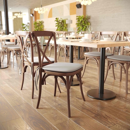 Flash Furniture HERCULES Series Pecan Cross Back Chair with Cushion, PK2 2-XU-X-PEC-NTC-GG