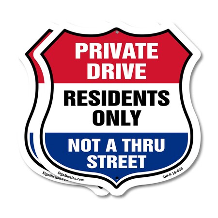 Signmission Private Driveway Shield Sign Private Dri, 18 inch X 18 inch, Plastic Sign, 2PK SHI-P-2PACK-18-436