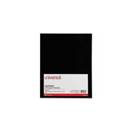 Universal Laminated Two-Pocket Folder, Cardboard Paper, Black, 11 x 8 1/2, 25PK UNV56416