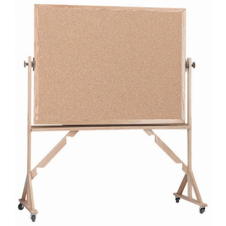 Aarco Reversible Freesting/Mobile Boards, Red Oak Frame, 42''Hx60''W RBB4260