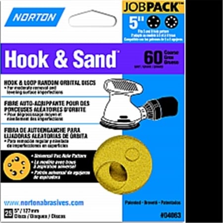 Tool Time 4063 5 in. 5-8 Hole P60 Hook & Loop Discs, 250PK TO3565905