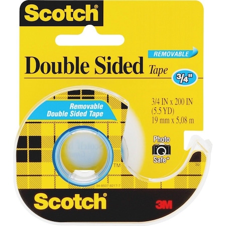 Scotch Double-Sided Tape, Removable, 3/4"x200" , Transparent, PK6 238